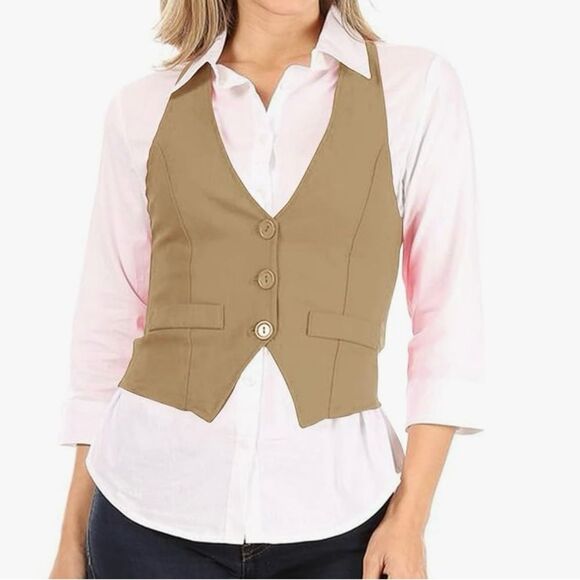 Fashion Joa Women tan beige vest - Picture 1 of 11